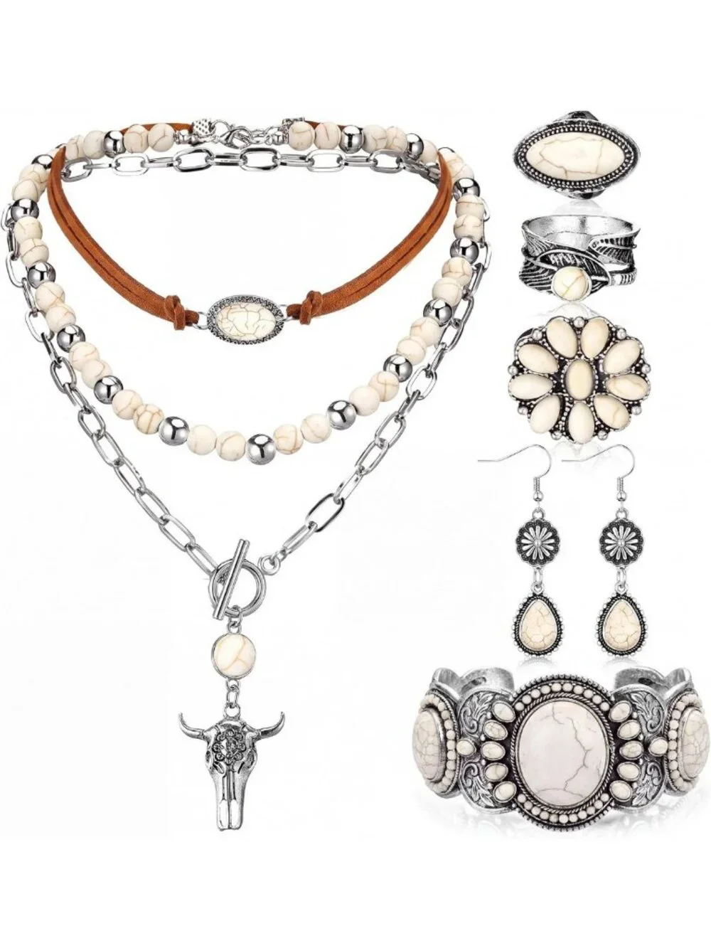 Turquoise Western Jewelry Set for Women - Boho Chic Accessories & Gift Idea